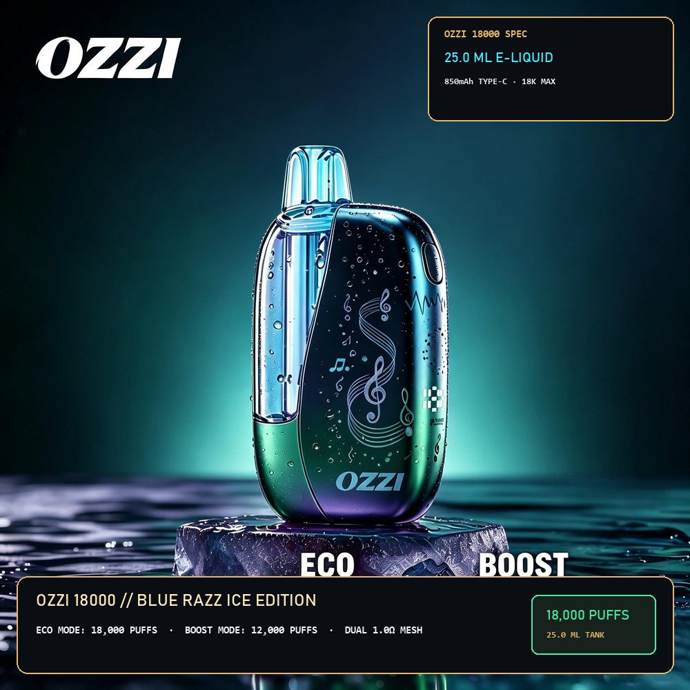 OZZI 18000 Blue Razz Ice Studio Render